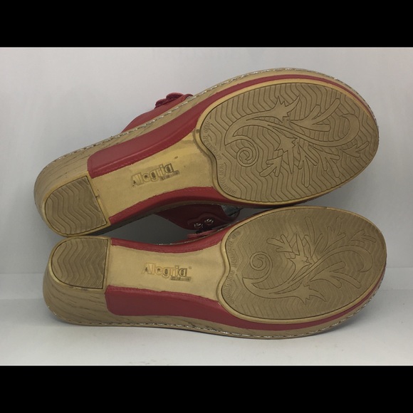 ALEGRIA RED THONG Women's Wedge SANDALS Sz 39 US 9 - Picture 7 of 8
